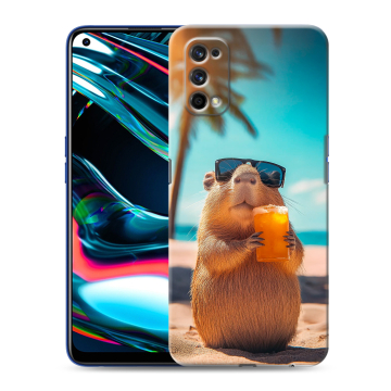 Силиконовый противоударный чехол на Realme 7 Pro с принтом Капибара