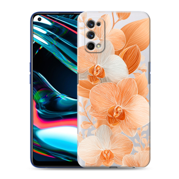 Силиконовый противоударный чехол на Realme 7 Pro с принтом Бежевые цветы