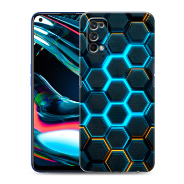 Силиконовый противоударный чехол на Realme 7 Pro с принтом Неоновые соты