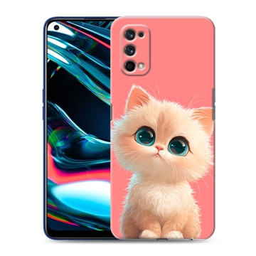 Силиконовый противоударный чехол на Realme 7 Pro с принтом Розовый котенок