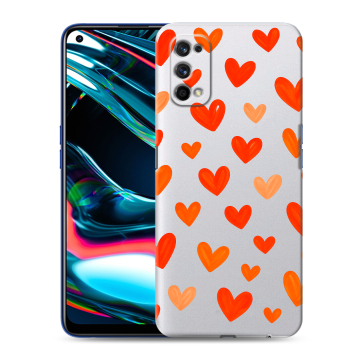 Силиконовый противоударный чехол на Realme 7 Pro с принтом Сердечки
