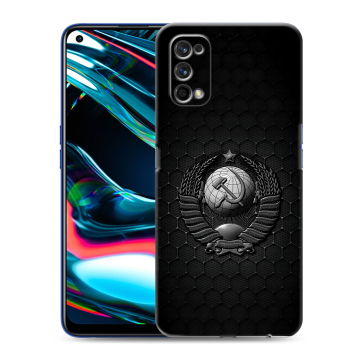 Силиконовый противоударный чехол на Realme 7 Pro с принтом Герб Флаг СССР