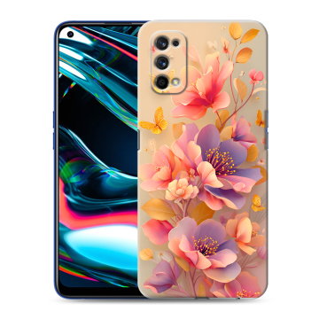 Силиконовый противоударный чехол на Realme 7 Pro с принтом Цветы и бабочки