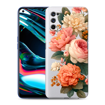Силиконовый противоударный чехол на Realme 7 Pro с принтом цветы