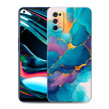Силиконовый противоударный чехол на Realme 7 Pro с принтом Мрамор блестки
