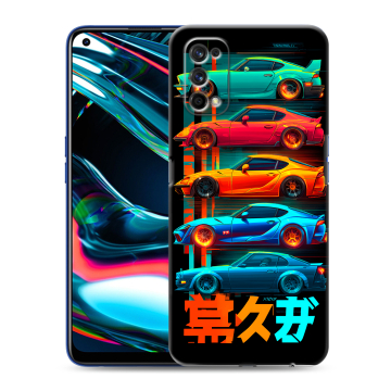 Силиконовый противоударный чехол на Realme 7 Pro с принтом машины тачки