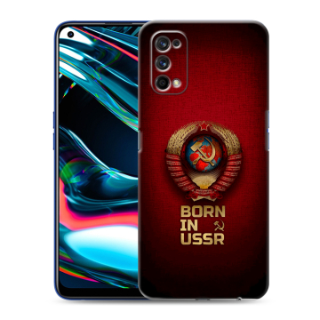 Силиконовый противоударный чехол на Realme 7 Pro с принтом Флаг Герб СССР