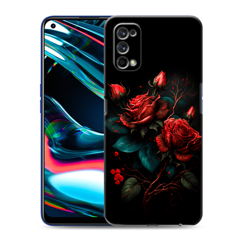 Пластиковый чехол на Realme 7 Pro с принтом Розы красные Пластиковый чехол на Realme 7 Pro с принтом Розы красные