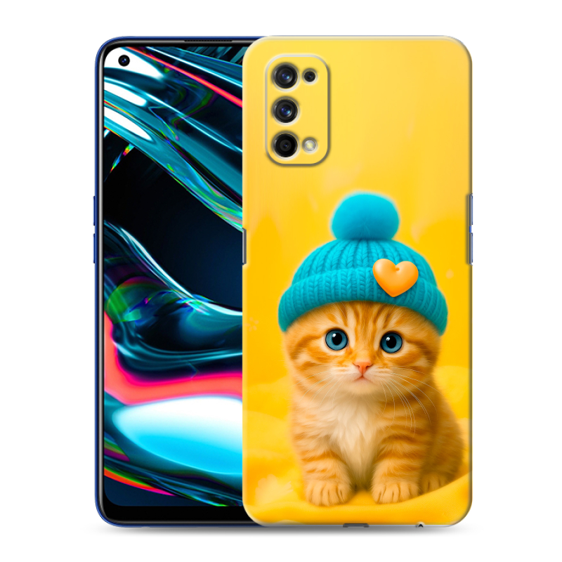 Силиконовый противоударный чехол на Realme 7 Pro с принтом Котенок в шапке Силиконовый противоударный чехол на Realme 7 Pro с принтом Котенок в шапке
