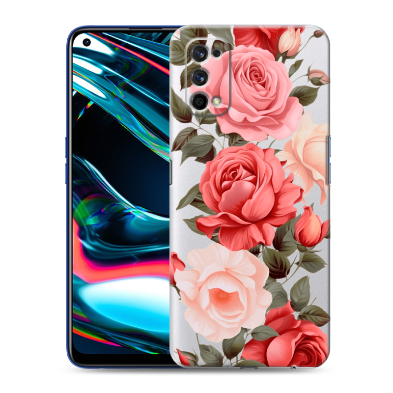 Силиконовый противоударный чехол на Realme 7 Pro с принтом Розы Силиконовый противоударный чехол на Realme 7 Pro с принтом Розы