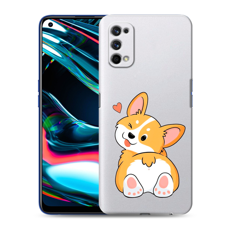 Пластиковый чехол на Realme 7 Pro с принтом Корги Пластиковый чехол на Realme 7 Pro с принтом Корги