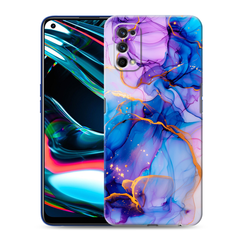 Пластиковый чехол на Realme 7 Pro с принтом синий мрамор Пластиковый чехол на Realme 7 Pro с принтом синий мрамор