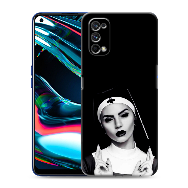 Пластиковый чехол на Realme 7 Pro с принтом монашка Пластиковый чехол на Realme 7 Pro с принтом монашка