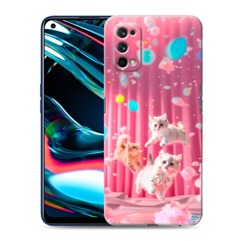 Пластиковый чехол на Realme 7 Pro с принтом милые котики Пластиковый чехол на Realme 7 Pro с принтом милые котики