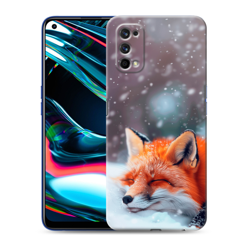 Силиконовый противоударный чехол на Realme 7 Pro с принтом лиса Силиконовый противоударный чехол на Realme 7 Pro с принтом лиса