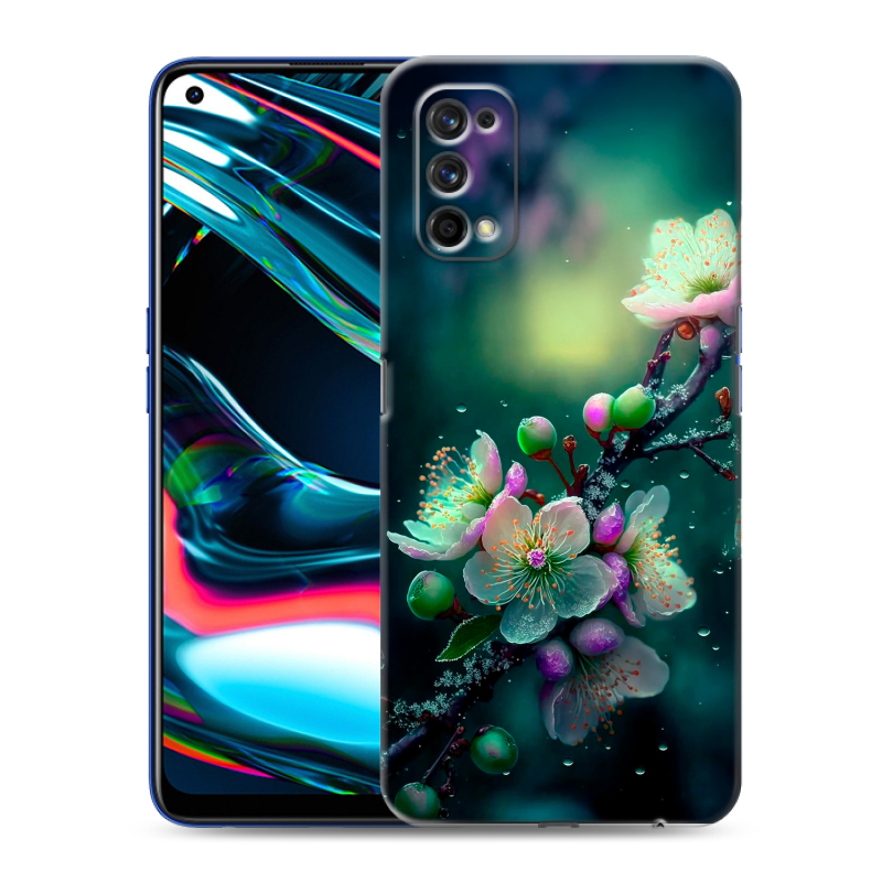 Пластиковый чехол на Realme 7 Pro с принтом Цветы и мрамор Пластиковый чехол на Realme 7 Pro с принтом Цветы и мрамор