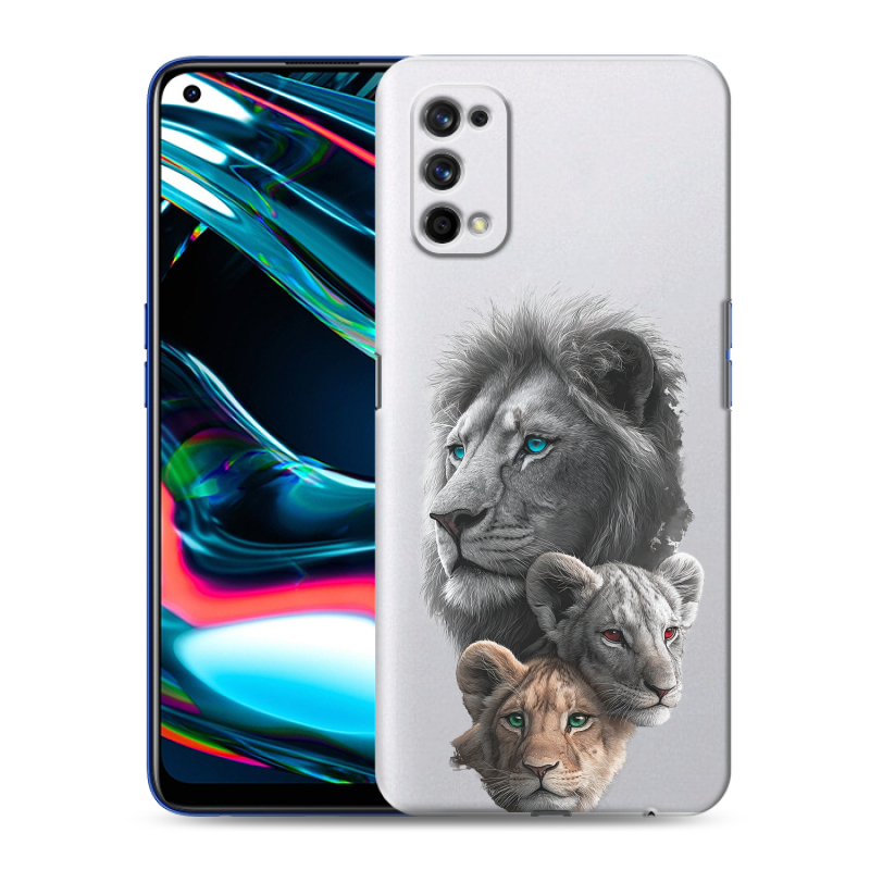 Пластиковый чехол на Realme 7 Pro с принтом Львы Пластиковый чехол на Realme 7 Pro с принтом Львы