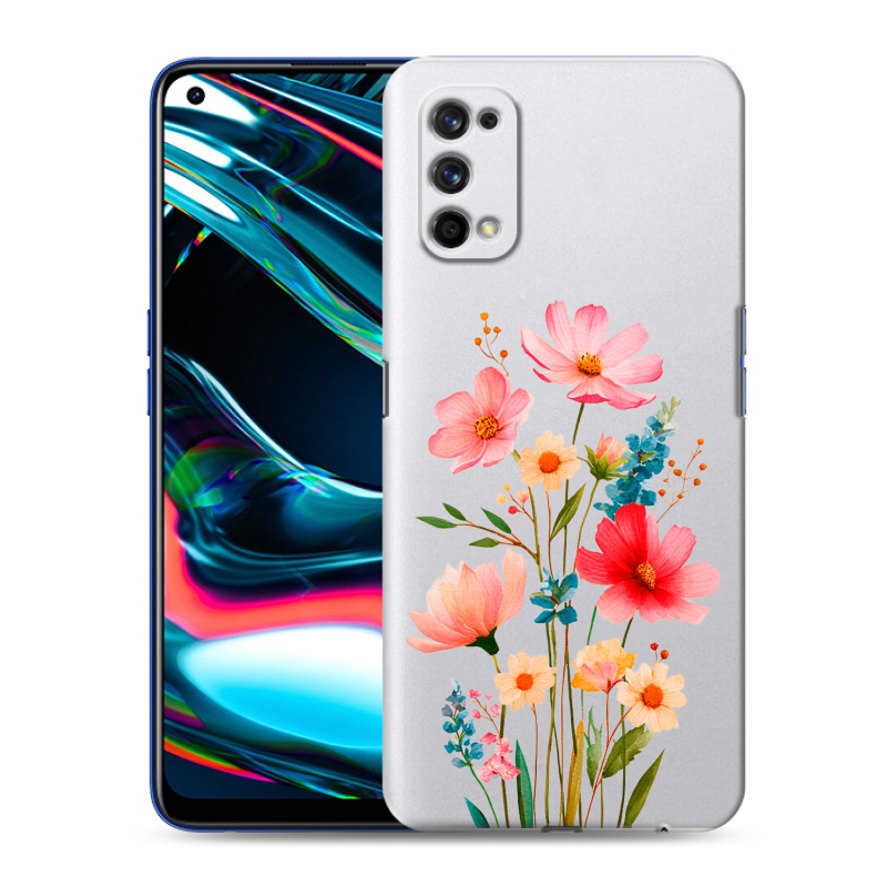 Силиконовый противоударный чехол на Realme 7 Pro с принтом Цветы Силиконовый противоударный чехол на Realme 7 Pro с принтом Цветы