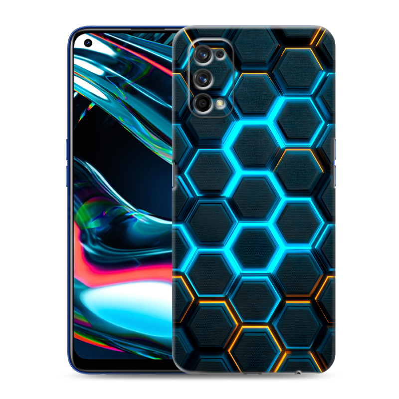 Пластиковый чехол на Realme 7 Pro с принтом Неоновые соты Пластиковый чехол на Realme 7 Pro с принтом Неоновые соты