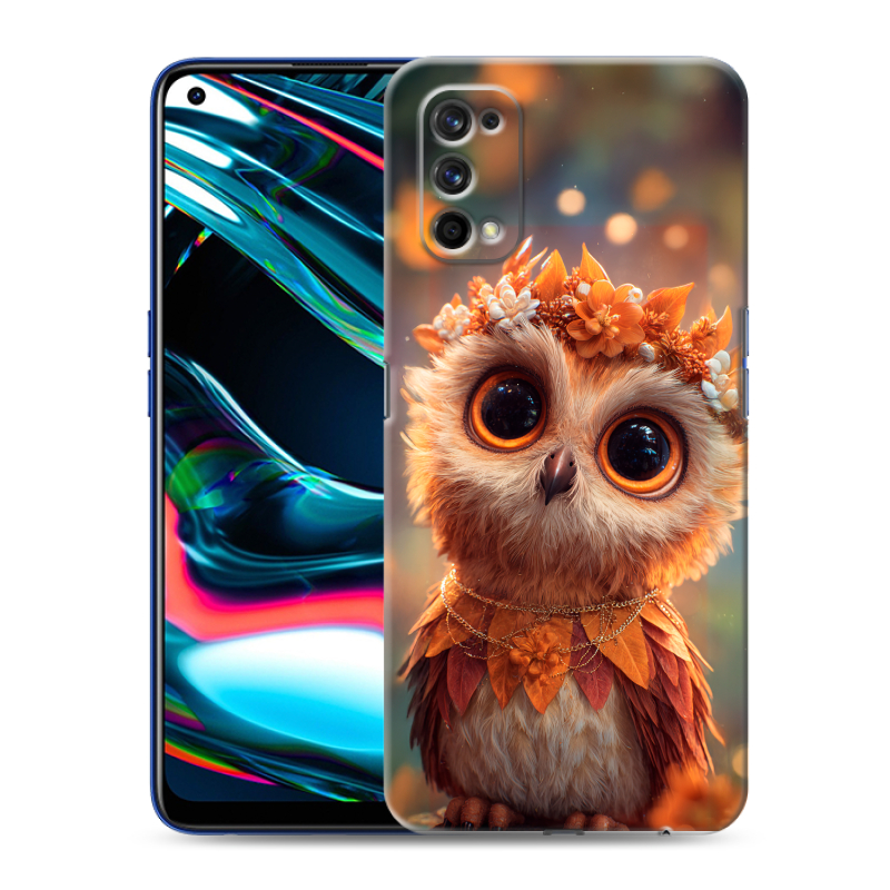 Силиконовый противоударный чехол на Realme 7 Pro с принтом Милая сова Силиконовый противоударный чехол на Realme 7 Pro с принтом Милая сова