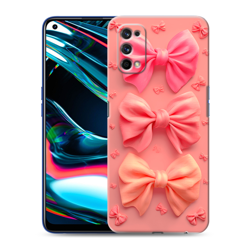 Пластиковый чехол на Realme 7 Pro с принтом Розовые бантики Пластиковый чехол на Realme 7 Pro с принтом Розовые бантики
