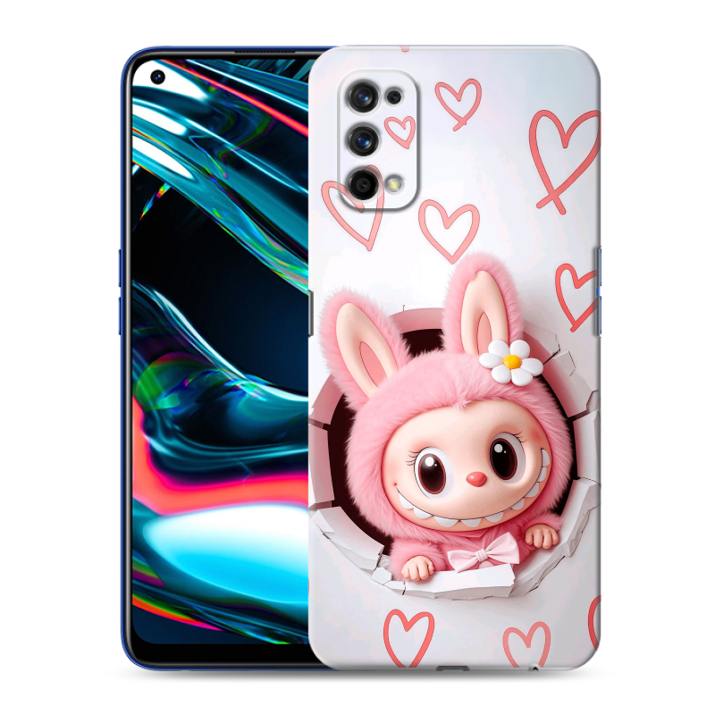 Силиконовый противоударный чехол на Realme 7 Pro с принтом Labubu Лабубу Силиконовый противоударный чехол на Realme 7 Pro с принтом Labubu Лабубу