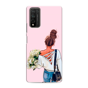 Силиконовый чехол на Huawei Honor 10X Lite с принтом Девушка и букет Силиконовый чехол на Huawei Honor 10X Lite с принтом Девушка и букет