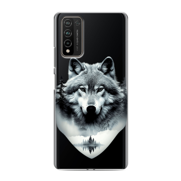 Силиконовый чехол на Huawei Honor 10X Lite с принтом Волк в лесу