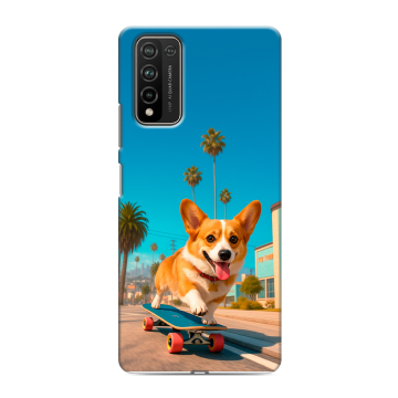 Силиконовый чехол на Huawei Honor 10X Lite с принтом Корги на скейте
