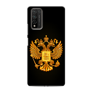 Силиконовый чехол на Huawei Honor 10X Lite с принтом Герб России желтый