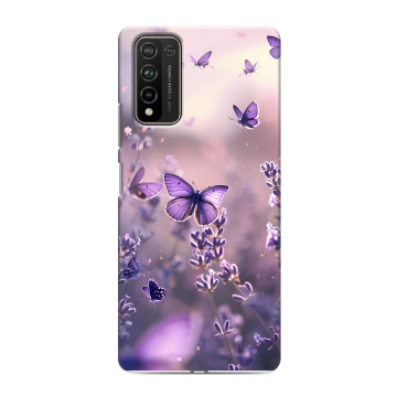 Силиконовый чехол на Huawei Honor 10X Lite с принтом бабочки и лаванда