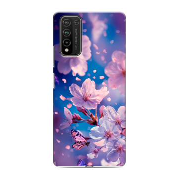 Силиконовый чехол на Huawei Honor 10X Lite с принтом цветы бабочки