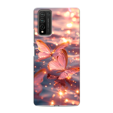 Силиконовый чехол на Huawei Honor 10X Lite с принтом бабочки розовые