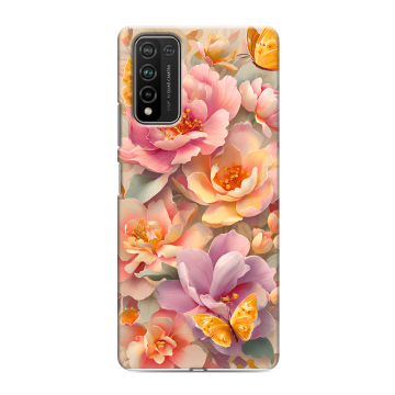 Силиконовый чехол на Huawei Honor 10X Lite с принтом Цветы и бабочки