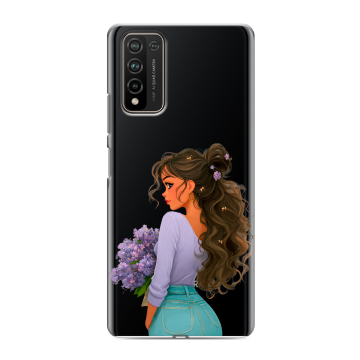 Силиконовый чехол на Huawei Honor 10X Lite с принтом девушка цветы