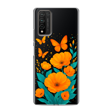 Силиконовый чехол на Huawei Honor 10X Lite с принтом цветы бабочки