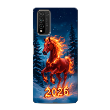 Силиконовый чехол на Huawei Honor 10X Lite с принтом Новый год коня
