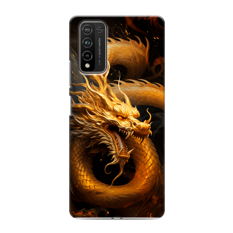 Силиконовый противоударный чехол на Huawei Honor 10X Lite с принтом Золотой дракон Силиконовый противоударный чехол на Huawei Honor 10X Lite с принтом Золотой дракон