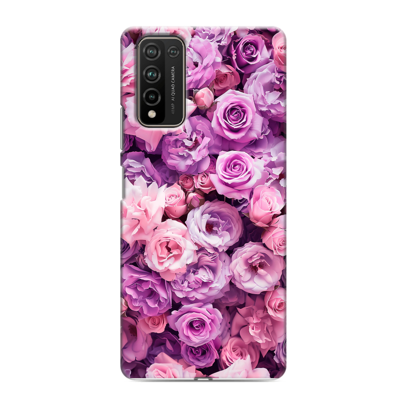 Силиконовый противоударный чехол на Huawei Honor 10X Lite с принтом лавандовые розы Силиконовый противоударный чехол на Huawei Honor 10X Lite с принтом лавандовые розы