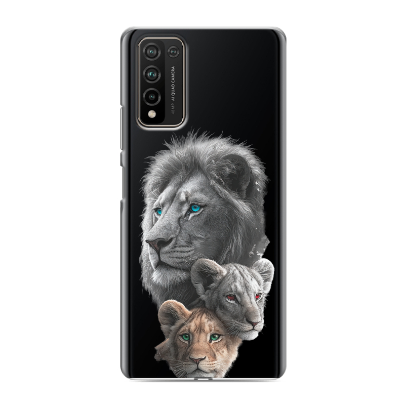 Силиконовый противоударный чехол на Huawei Honor 10X Lite с принтом Львы Силиконовый противоударный чехол на Huawei Honor 10X Lite с принтом Львы