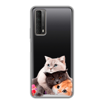 Силиконовый чехол на Huawei P Smart (2021) с принтом Кошки