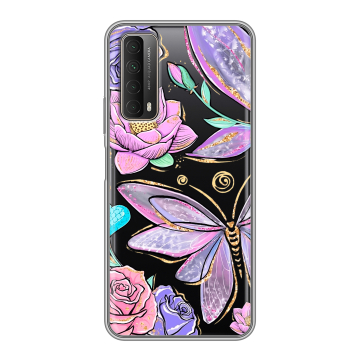 Силиконовый чехол на Huawei P Smart (2021) с принтом Бабочки и цветы