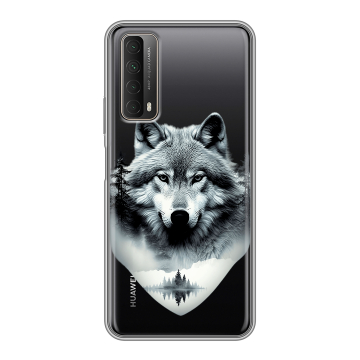 Силиконовый чехол на Huawei P Smart (2021) с принтом Волк в лесу