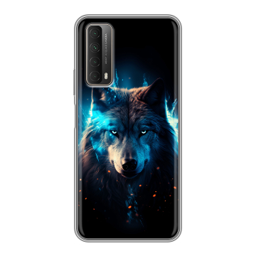 Силиконовый чехол на Huawei P Smart (2021) с принтом Волк ночной