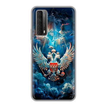 Силиконовый чехол на Huawei P Smart (2021) с принтом Герб флаг России
