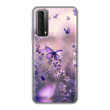 Силиконовый чехол на Huawei P Smart (2021) с принтом бабочки и лаванда Силиконовый чехол на Huawei P Smart (2021) с принтом бабочки и лаванда