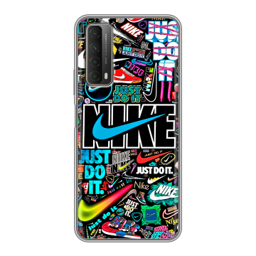 Силиконовый чехол на Huawei P Smart (2021) с принтом найк nike черный Силиконовый чехол на Huawei P Smart (2021) с принтом найк nike черный
