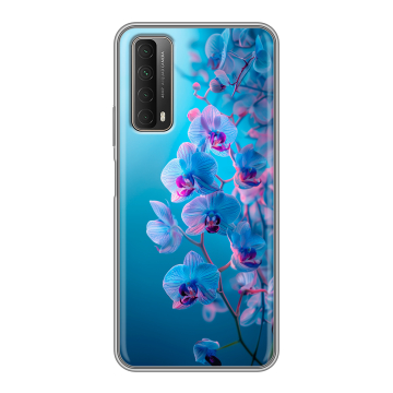 Силиконовый чехол на Huawei P Smart (2021) с принтом голубые орхидеи