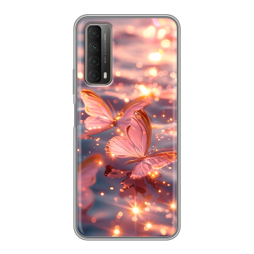Силиконовый чехол на Huawei P Smart (2021) с принтом бабочки розовые Силиконовый чехол на Huawei P Smart (2021) с принтом бабочки розовые