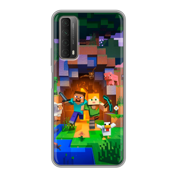 Силиконовый чехол на Huawei P Smart (2021) с принтом Майнкрафт Minecraft Силиконовый чехол на Huawei P Smart (2021) с принтом Майнкрафт Minecraft